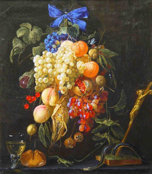 Simon Kozhin. Copy by Cornelius De Heem "Garland of Fruit with Crucifix".