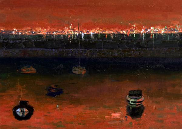 Simon Kozhin. Dublin, harbor in the Night.