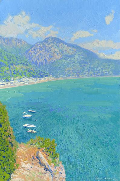 Simon Kozhin. Harbor in Sutomore. Montenegro. 2014 Oil on canvas and painting on canvas. 30 x 20 cm.