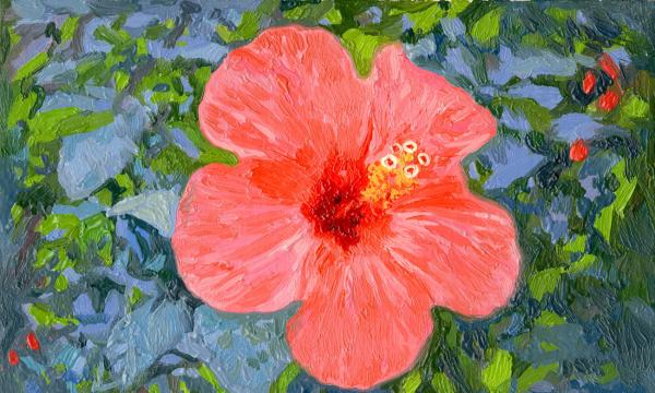 Simon Kozhin. The Chinese hibiscus. Marmaris. Turkey. 2014. Canvas on painting, oil. 10 x 15 cm.