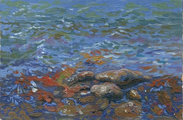 Simon Kozhin. Stones at the Black Sea.  2012. Oil on canvas on cardboard, oil. 15 x 20 cm.