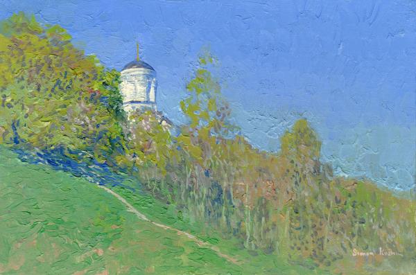 Simon Kozhin. May. Predtechenskaya Church in Kolomenskoye. 2014 Oil on canvas on cardboard, oil. 20 x 30 cm.