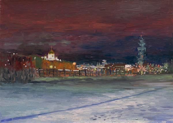 Simon Kozhin. Moscow at the Night. The Crimean embankment.
