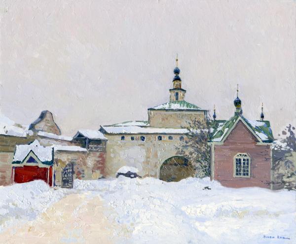 Simon Kozhin. The Gate Church of St. Nicholas Monastery Goritsky. Pereslavl-Zalesski. 2013. Oil on canvas on cardboard, oil. 25 x30 cm.