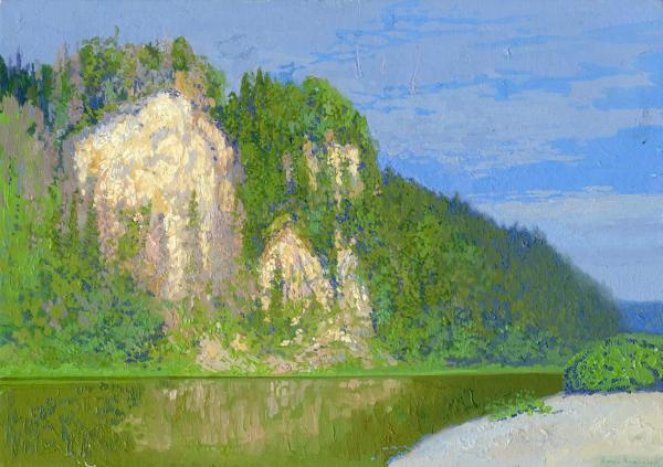 Simon Kozhin. The morning. Kolvinsky stone. Ust Koiva. Urals. 2015. Canvas on cardboard, oil. 25 x 23 cm.