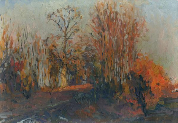 Simon Kozhin. Evening in the March. Kolomenskoye Estate. 2000. Oil on cardboard. 20 x 30 cm