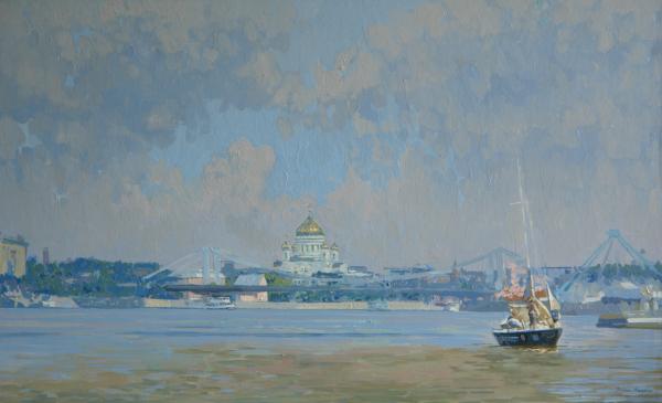 Simon Kozhin. View of Moscow from the Pushkinskaya embankment.