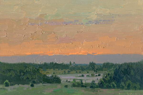 Simon Kozhin. Sunset. Fog spreads. Bolshoye Sytkovo.