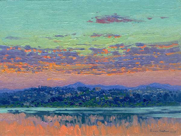 Simon Kozhin. Sunset. Canon. Corfu. Greece. 2013. Oil on canvas on cardboard. 15 x 20 cm.