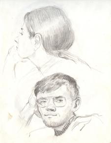 Simon Kozhin. A sketch of the lecture. Andrei Mikheev, and Irina.