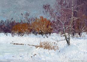 Simon Kozhin. Birch by the pond. December. 