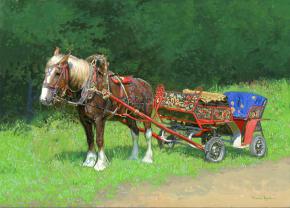 Simon Kozhin. A Study of a Red Roan Hourse Harnessed to a Cart