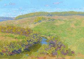 Simon Kozhin. Ilinskoe. Panoramic view. 2012. Canvas on cardboard, oil. 25 x 35 cm.