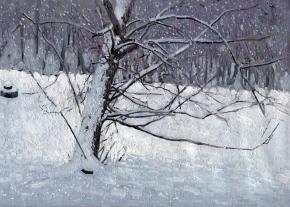 Simon Kozhin. Willow in the snow. Tsaritsyno.