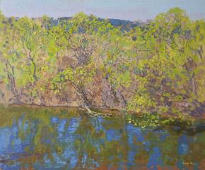 Simon Kozhin. The willows at the River Serena. In 2012. Canvas on cardboard, oil. 25 x 30 cm.