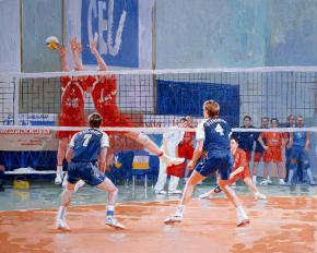 Simon Kozhin. Volleyball. The middle part of the triptych.