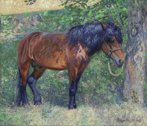 Simon Kozhin. Horse in the shade of trees.