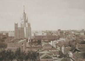 Simon Kozhin. Moscow View with a high-building.