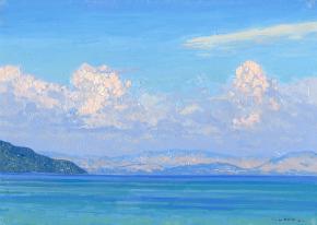 Simon Kozhin. Clouds. Dassia. Ionian Sea. Kérkyra. Corfu. Greece. 2013. Oil on canvas on cardboard. 25 x 35 cm.