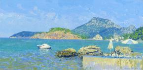Simon Kozhin. Coast. Sutomore. Montenegro. 2014. Oil on canvas. 40 x 20 cm.