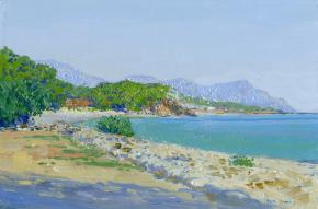 Simon Kozhin. Beldibi coastline. Turkey. 2013. Oil on canvas on cardboard, oil. 20 x 30 cm.