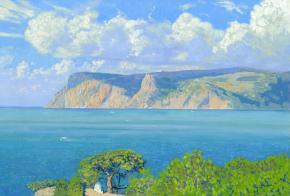 Simon Kozhin. It is noon. View of Cape Kuron. Balaklava. Crimea. 2012. Canvas on cardboard, oil. 30 x 45 cm.