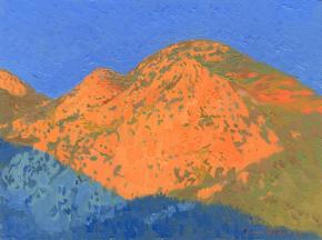 Simon Kozhin. Last rays on the mountain top. Montenegro. 2014. Oil on canvas. 18 x 24 cm.