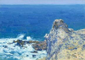 Simon Kozhin. The rocky shore. Zaro. Forio. Ischia. Italy. 2013. Oil on canvas on cardboard. 25 x 35 cm.