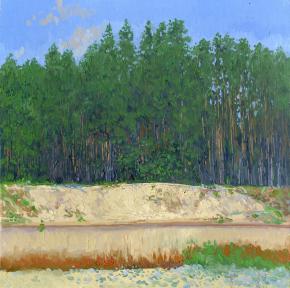 Simon Kozhin. Pine trees on the banks of the river Luh.