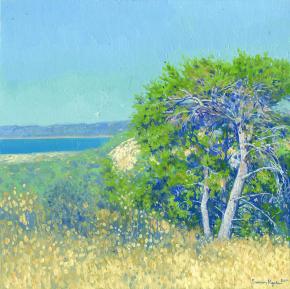 Simon Kozhin. Pines on the coast of Kremasti. Rhodos. Greece. 2014. Canvas, oil. 30 x 30 cm.