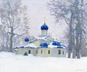 Simon Kozhin. Refectory Vvedenskaya church Feodorovsky nunnery. Pereslavl-Zalessky. 2013. Oil on canvas on cardboard. 25 x30 cm.