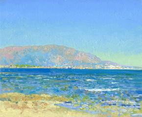 Simon Kozhin. Morning. Aegean coast. 2012. Canvas on cardboard, oil. 25 x 30 cm.