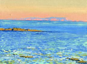Simon Kozhin. Morning. Gulf of Malia. Crete. 2012. Canvas on cardboard, oil. 18 x 24 cm.