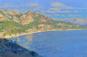 Simon Kozhin. Evening in Sutomore. Montenegro. 2014 Oil on canvas and painting on canvas. 30 x 20 cm.
