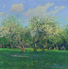 Simon Kozhin. It's getting dark. May. Apple trees