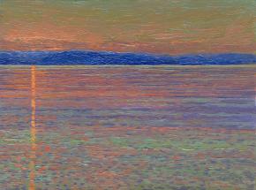 Simon Kozhin. Sunrise. Dassia Coast.  Corfu. Greece. 2013. Oil on canvas on cardboard, oil. 15 x 20 cm.
