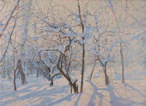 Simon Kozhin. Apple trees in the snow. 2013. Oil on canvas. 55 x 75 cm