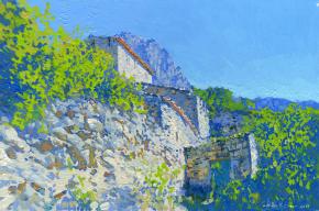 Simon Kozhin. Derelict mountain village in Sutomore. Montenegro. 2014. Oil on canvas. 20 x 30 cm.