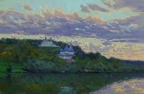 Simon Kozhin. Sunset on the Klyazma River. Gorokhovets