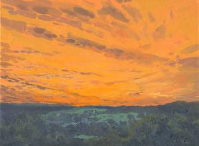 Simon Kozhin. Sunset in the Klykovo. 2012. Canvas on cardboard, oil. 18 x 24 cm.