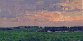 Simon Kozhin. Sunset in the field. Chamzinka. 2022. Oil on canvas.