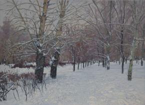 Simon Kozhin. Snow covered boulevard. Maryino