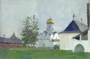 Simon Kozhin. Savina-Storozhevsky Zvenigorodskiy Monastery. View from Cathedral Square to Cathedral of the Nativity.